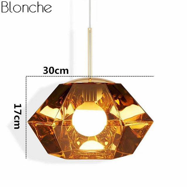 Suspension LED design géométrique en verre Diamond