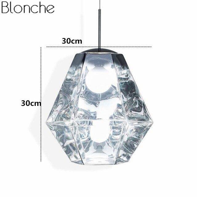 Suspension LED design géométrique en verre Diamond