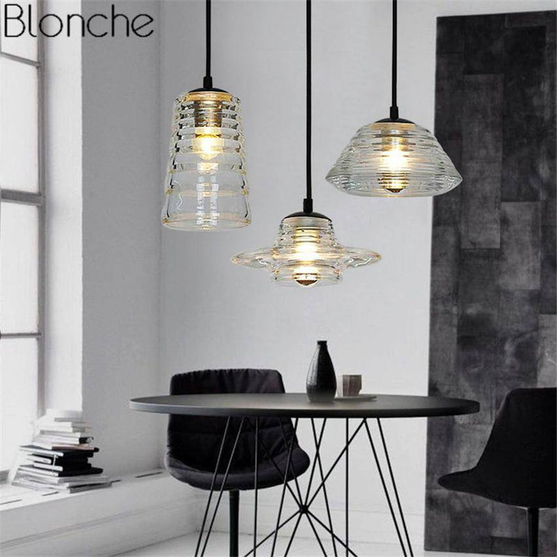 Suspension design en verre fumé à LED Industrial