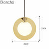 Suspension design dorée en forme de rond ou de triangle à LED
