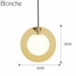Suspension design dorée en forme de rond ou de triangle à LED