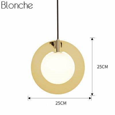 Suspension design dorée en forme de rond ou de triangle à LED
