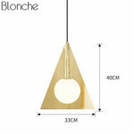 Suspension design dorée en forme de rond ou de triangle à LED