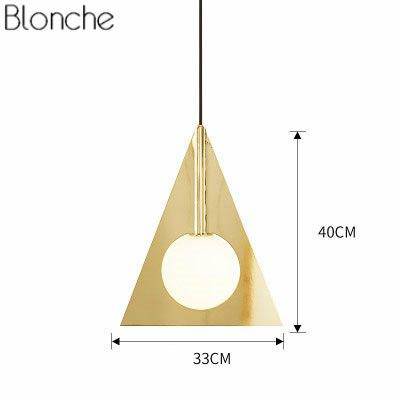 Suspension design dorée en forme de rond ou de triangle à LED