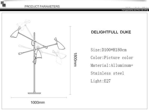 Lampadaire design à LED moderne rose doré et bras articulés