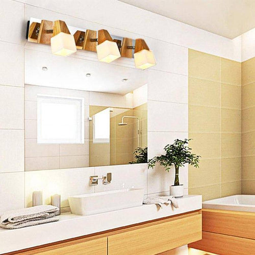 Applique murale pour miroir de salle de bain en bois cubique Personality - vue 3 sur 4
