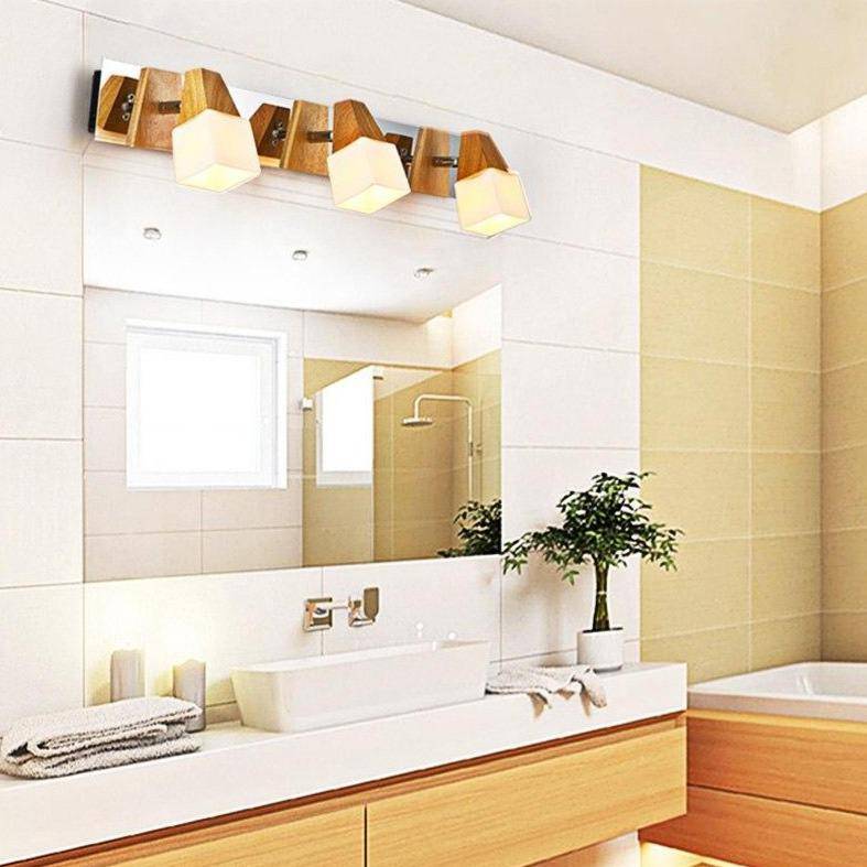 Applique murale pour miroir de salle de bain en bois cubique Personality - vue 3 sur 4