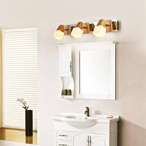Applique murale pour miroir de salle de bain en bois cubique Personality - vue 2 sur 4