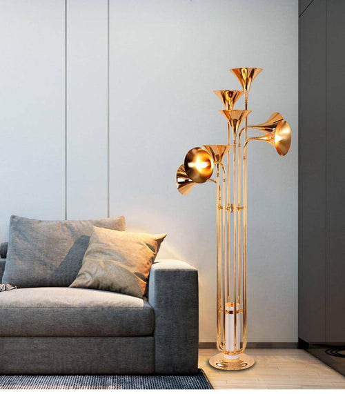 Lampadaire design moderne doré à LED Foyer