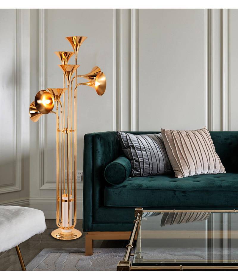 Lampadaire design moderne doré à LED Foyer