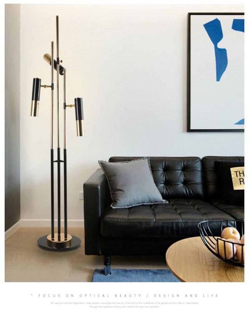 Lampadaire design LED tripes pied et lampes dirigeables Floor - vue 5 sur 6
