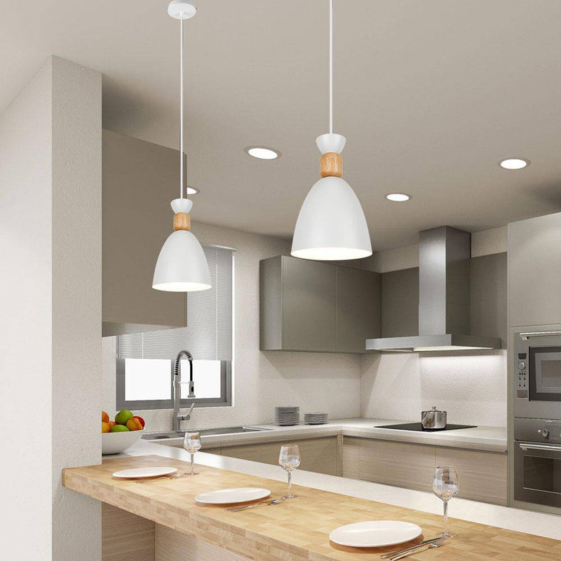 pendant light LED design in metal and wood Wood