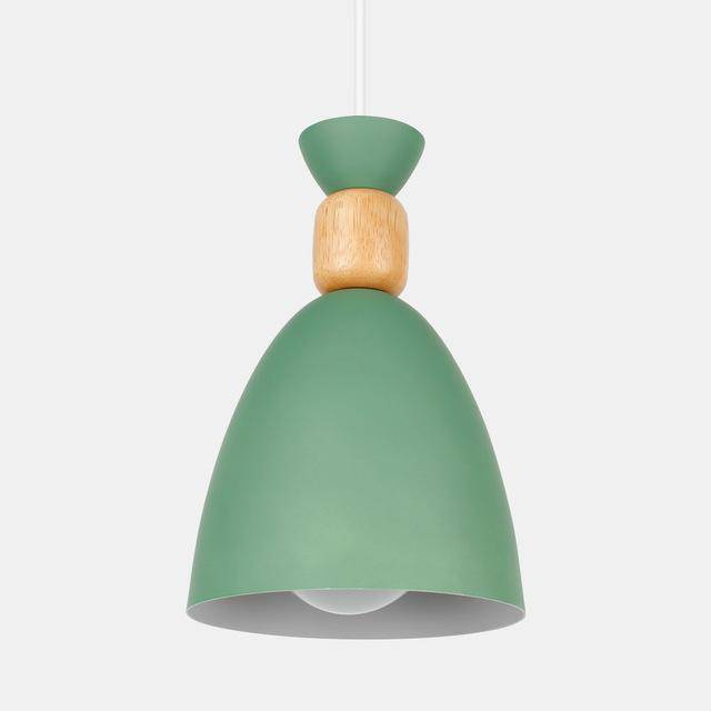 pendant light LED design in metal and wood Wood