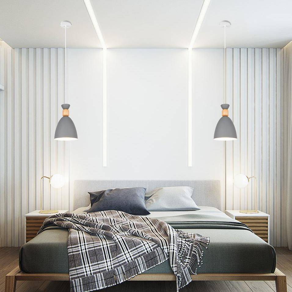Suspension design LED en métal et bois Wood - vue 2 sur 8