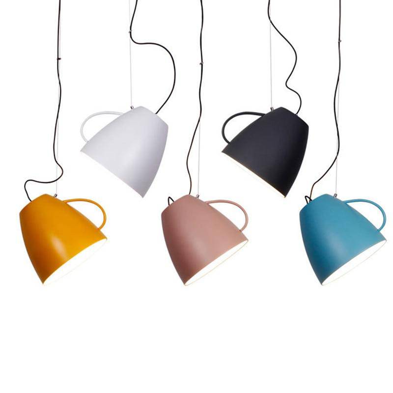 Suspension LED moderne spot en forme de tasse colorée Creative