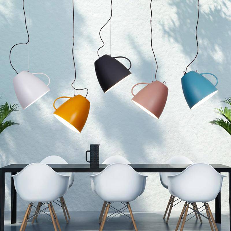 Suspension LED moderne spot en forme de tasse colorée Creative