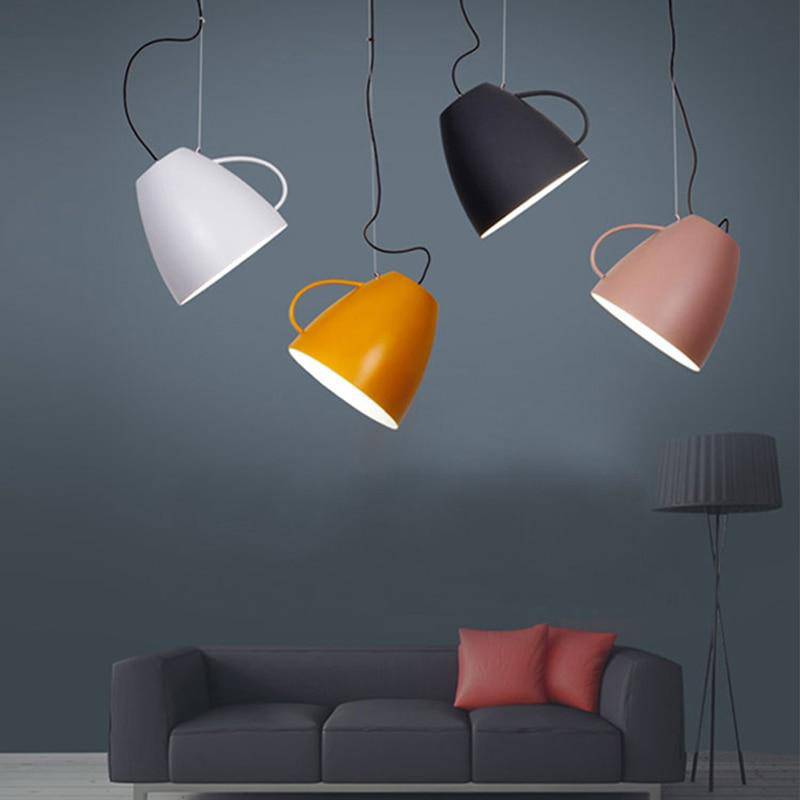 Suspension LED moderne spot en forme de tasse colorée Creative