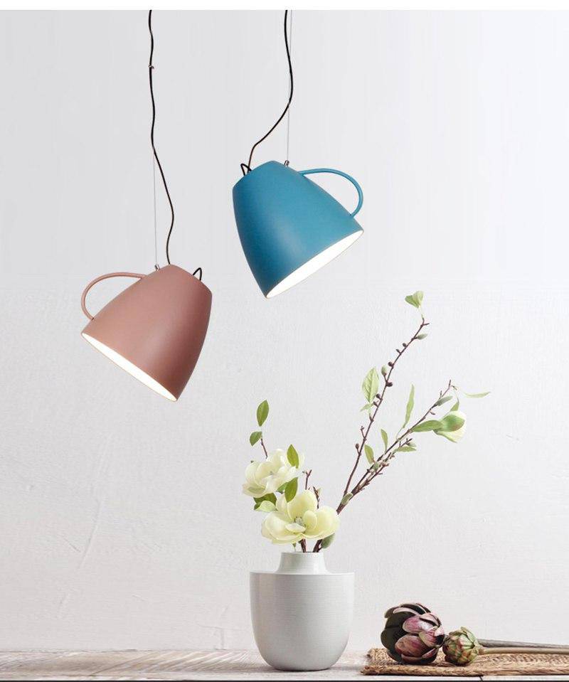 Suspension LED moderne spot en forme de tasse colorée Creative