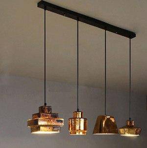 Suspension design LED style cuivre (plusieurs formes)