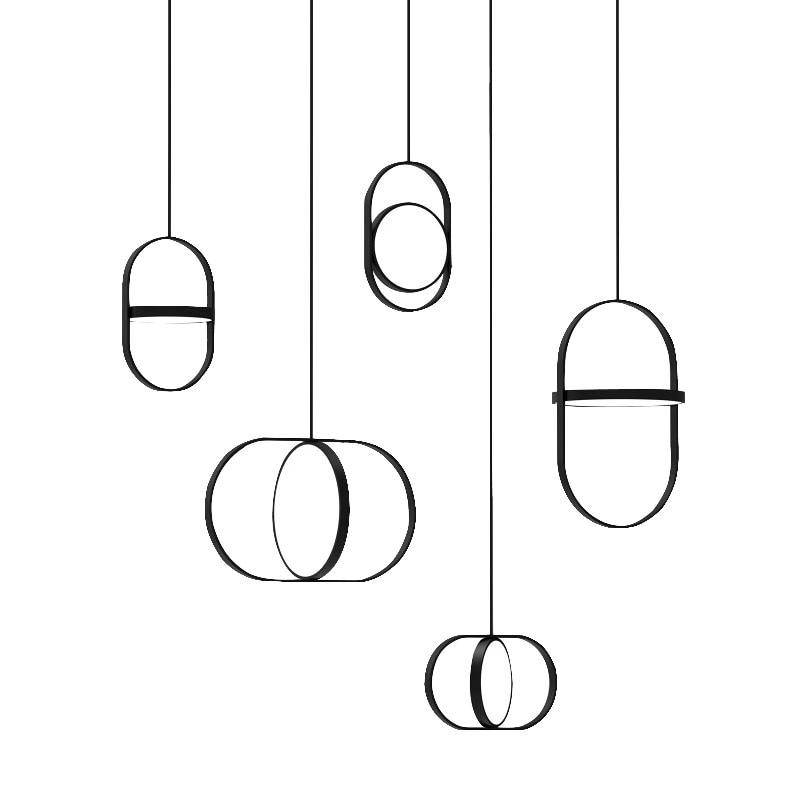 Suspension design lampe ronde ajustable encerclée Line - vue 3 sur 12