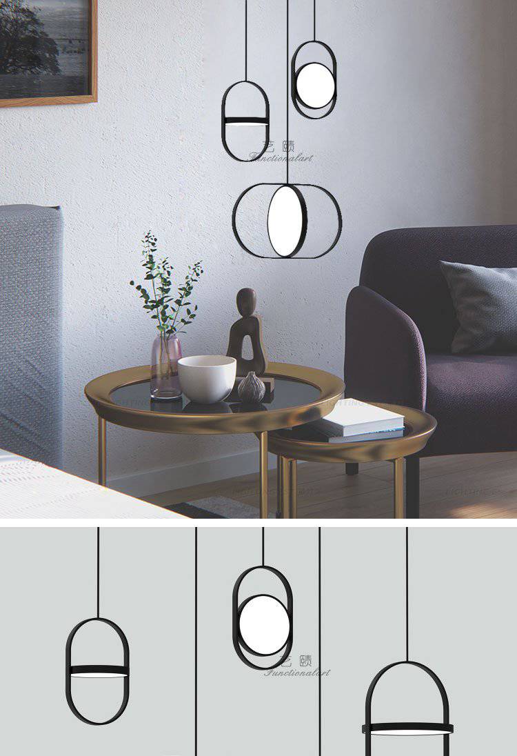 Suspension design lampe ronde ajustable encerclée Line - vue 8 sur 12