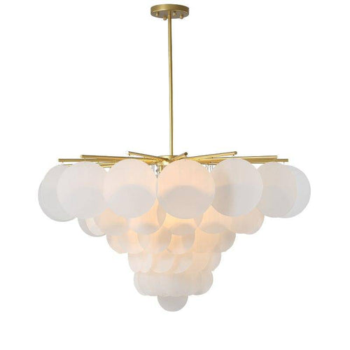 Lustre design avec branches dorées et boules en verre