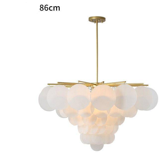 Lustre design avec branches dorées et boules en verre - vue 7 sur 7