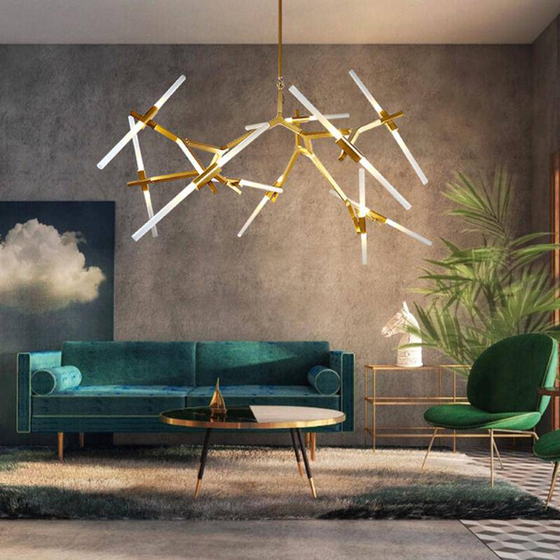 Lustre design scandinave avec plusieurs branches en tube - vue 2 sur 14