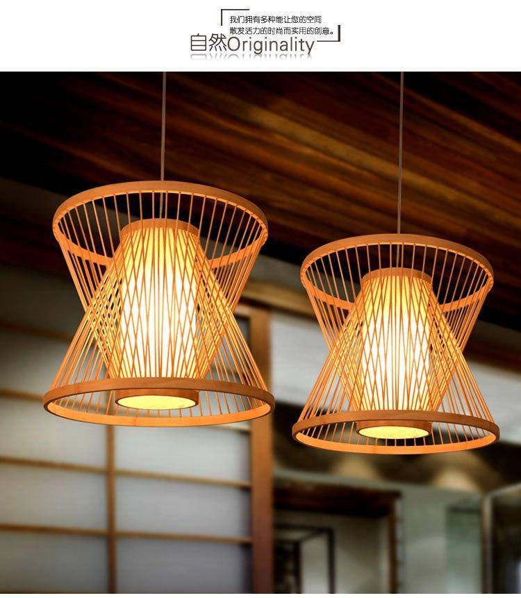 Suspension design cage en bambou Rattan - vue 4 sur 4
