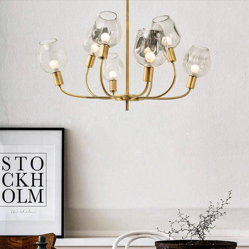 Lustre design doré et verre fumé Modern - vue 3 sur 12