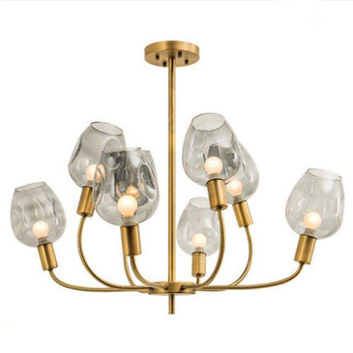Lustre design doré et verre fumé Modern - vue 7 sur 12