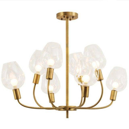 Lustre design doré et verre fumé Modern - vue 6 sur 12