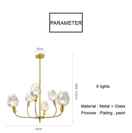 Lustre design doré et verre fumé Modern - vue 11 sur 12