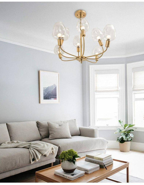 Lustre design doré et verre fumé Modern - vue 13 sur 12