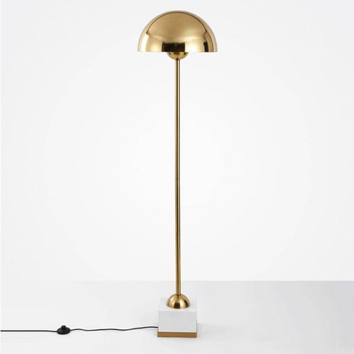 Lampadaire design à LED en métal doré avec abat-jour sphérique