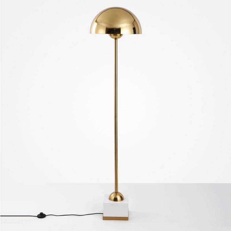 Floor lamp LED design in gold metal with lampshade spherical