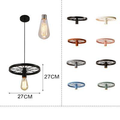 Design Retro pendant light with wheel shape in metal