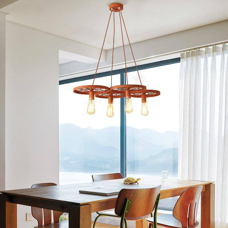 Design Retro pendant light with wheel shape in metal