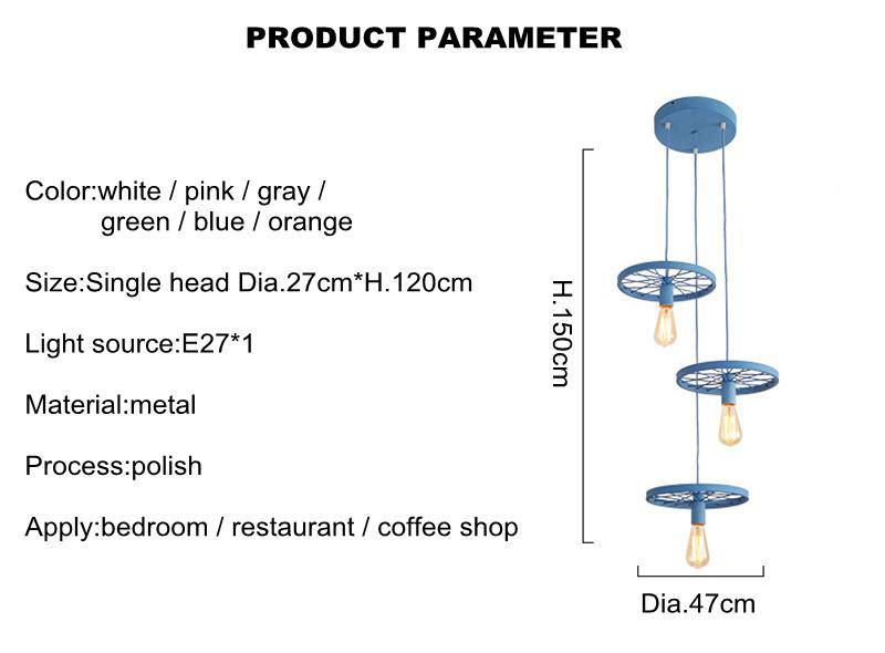 Suspension design rétro en forme de roue en métal