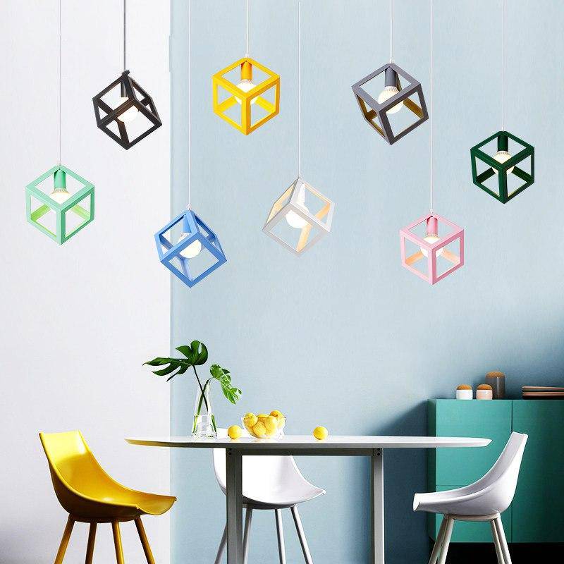 Lámpara de suspensión design Borde del cubo metálico LED