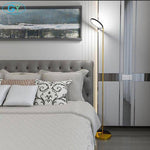 Lampadaire design LED fin doré