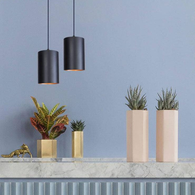 LED pendant light in the shape of a Vintage black cylinder