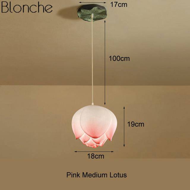 Suspension LED style chinois avec fleurs Lotus