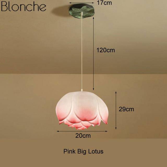 Suspension LED style chinois avec fleurs Lotus