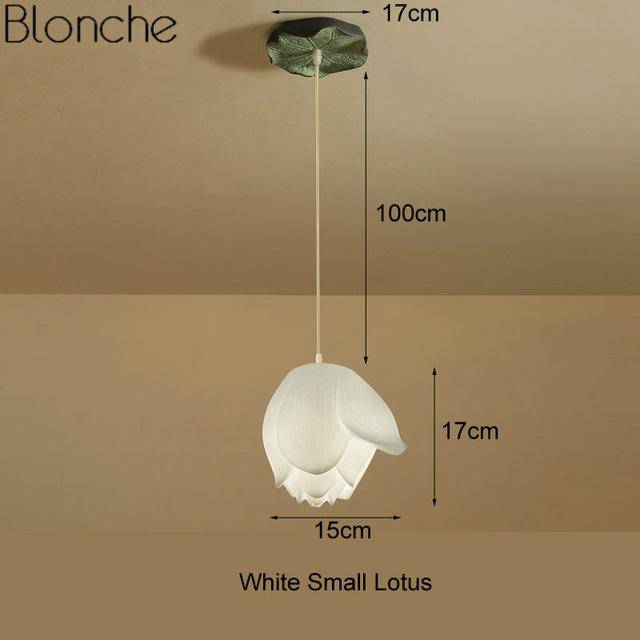 Suspension LED style chinois avec fleurs Lotus