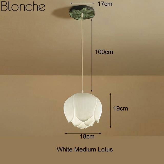 Suspension LED style chinois avec fleurs Lotus