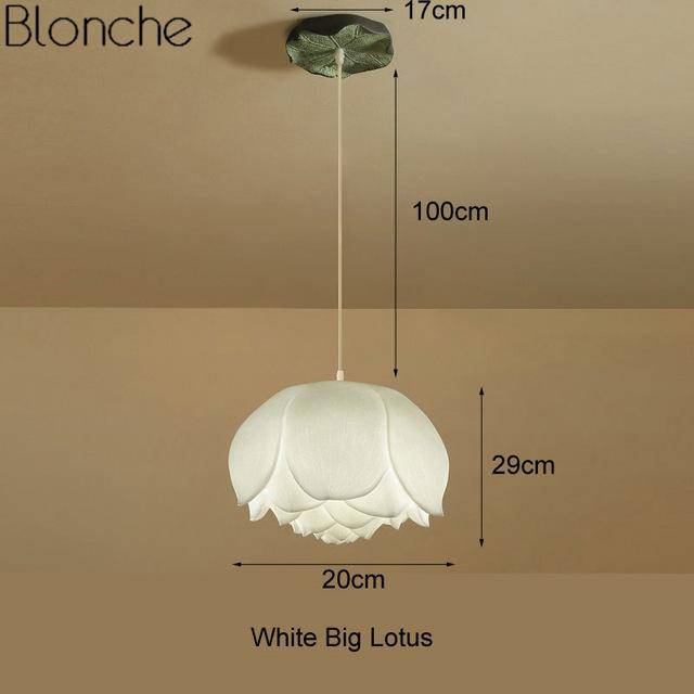 Suspension LED style chinois avec fleurs Lotus