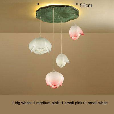 Suspension LED style chinois avec fleurs Lotus