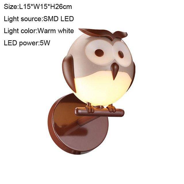 Applique murale LED en forme de hibou Cartoon