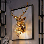 Applique murale LED design cerf (doré ou argenté)